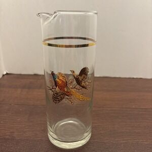 West VIRGINIA Glass Martini Pitcher Pheasants‎